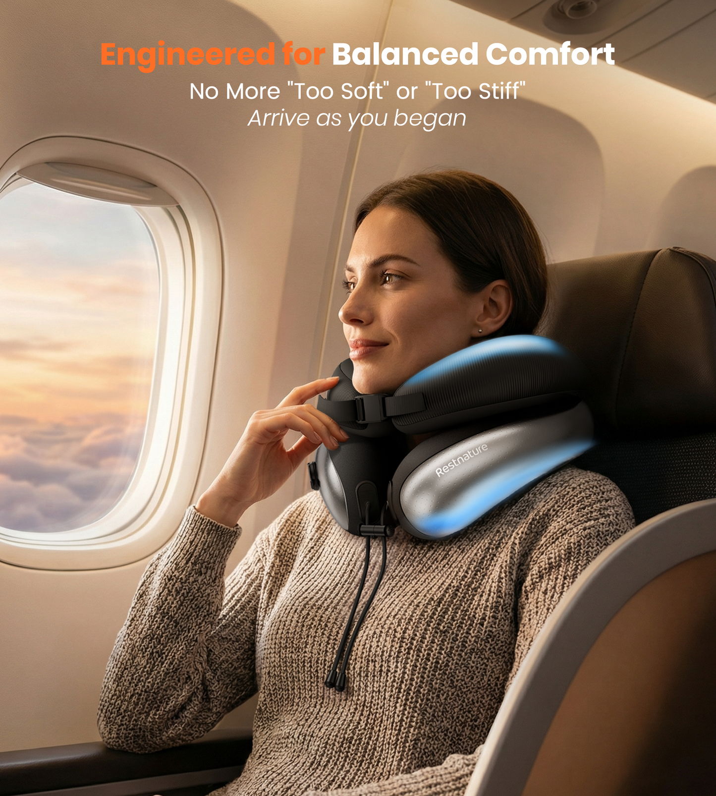 Neck Pillow for Traveling, Travel Pillows for Airplanes, Adjustable Neck Pillow Airplane Travel Essentials - Patented | Inflatable Loop & Memory Foam for 360° Ergonomic Support (Basic-Black)